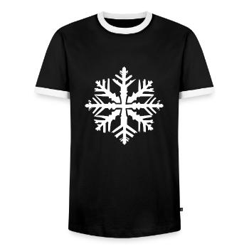 Snowflake Snow Winter Christmas Cold 12 - Men's Ringer Shirt - black/white - Front - AI Model Female 172 light (172cm) & AI Model Male 178 light (178cm)