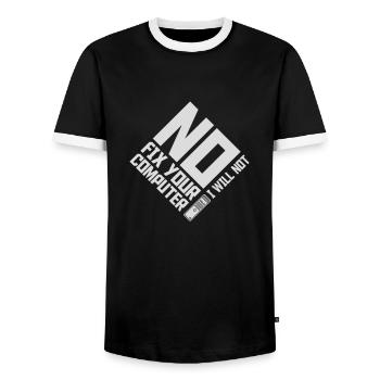 not fix your computer - Men's Ringer Shirt - black/white - Front - AI Model Female 172 light (172cm) & AI Model Male 178 light (178cm)