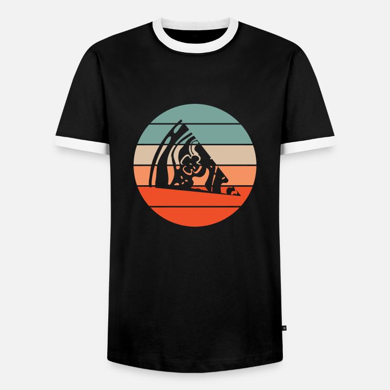 Pizza Retro Sunset - Men's Ringer Shirt - black/white