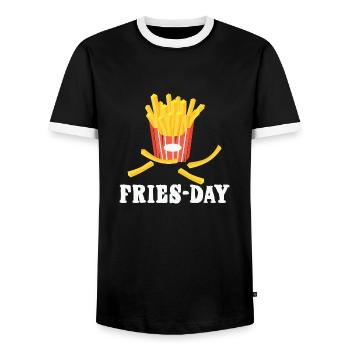 ICH LIEBE FRIES-TAGE - Männer Kontrast-T-Shirt - Schwarz/Weiß - Vorne - AI Model Female 172 light (172cm) & AI Model Male 178 light (178cm)