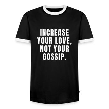 Augmentez votre amour, pas vos commérages - Christian - T-shirt contrasté Homme - noir/blanc - Devant - AI Model Female 172 light (172cm) & AI Model Male 178 light (178cm)