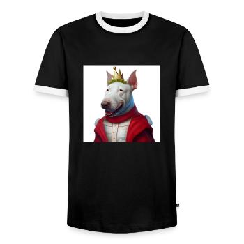 christmas bullterier - Männer Kontrast-T-Shirt - Schwarz/Weiß - Vorne - AI Model Female 172 light (172cm) & AI Model Male 178 light (178cm)