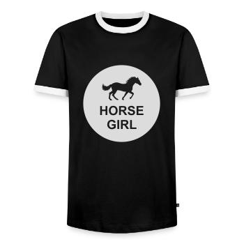 Citation de fille de cheval disant - T-shirt contrasté Homme - noir/blanc - Devant - AI Model Female 172 light (172cm) & AI Model Male 178 light (178cm)