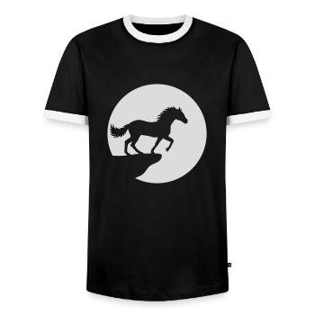 Mond Klippe Stehendes Pferd - Männer Kontrast-T-Shirt - Schwarz/Weiß - Vorne - AI Model Female 172 light (172cm) & AI Model Male 178 light (178cm)