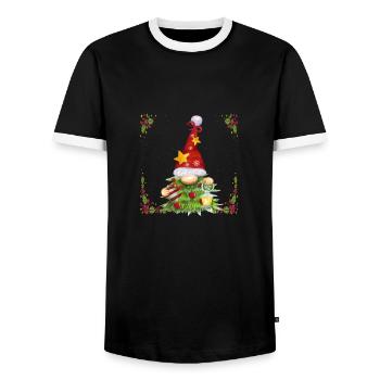 Tenue de Noël Enfants - T-shirt contrasté Homme - noir/blanc - Devant - AI Model Female 172 light (172cm) & AI Model Male 178 light (178cm)