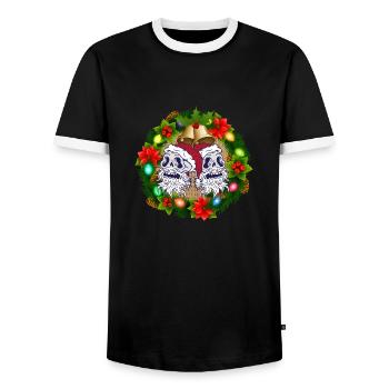 Christmas Outfit Men - Men's Ringer Shirt - black/white - Front - AI Model Female 172 light (172cm) & AI Model Male 178 light (178cm)