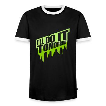 Citation de Do It Tomorrow - T-shirt contrasté Homme - noir/blanc - Devant - AI Model Female 172 light (172cm) & AI Model Male 178 light (178cm)
