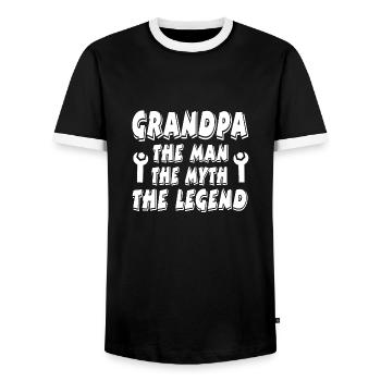 Grandfather - Men's Ringer Shirt - black/white - Front - AI Model Female 172 light (172cm) & AI Model Male 178 light (178cm)
