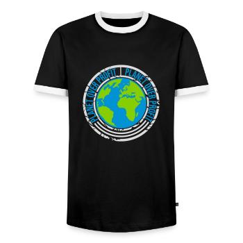 Planète sur le devis de profit - T-shirt contrasté Homme - noir/blanc - Devant - AI Model Female 172 light (172cm) & AI Model Male 178 light (178cm)