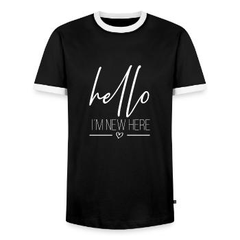 Bonjour dans le nouveau ici - T-shirt contrasté Homme - noir/blanc - Devant - AI Model Female 172 light (172cm) & AI Model Male 178 light (178cm)