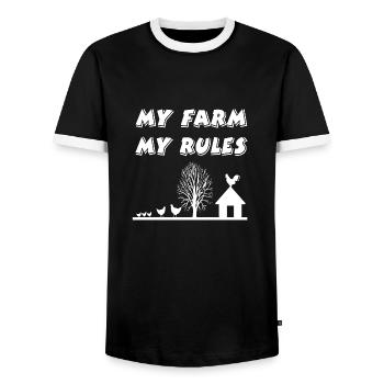 Farm - Men's Ringer Shirt - black/white - Front - AI Model Female 172 light (172cm) & AI Model Male 178 light (178cm)