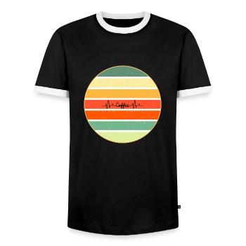Kaffee Retro Sonnenuntergang - Männer Kontrast-T-Shirt - Schwarz/Weiß - Vorne - AI Model Female 172 light (172cm) & AI Model Male 178 light (178cm)