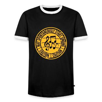 may spontaneously start singing - Männer Kontrast-T-Shirt - Schwarz/Weiß - Vorne - AI Model Female 172 light (172cm) & AI Model Male 178 light (178cm)