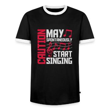 may spontaneously start singing - Männer Kontrast-T-Shirt - Schwarz/Weiß - Vorne - AI Model Female 172 light (172cm) & AI Model Male 178 light (178cm)