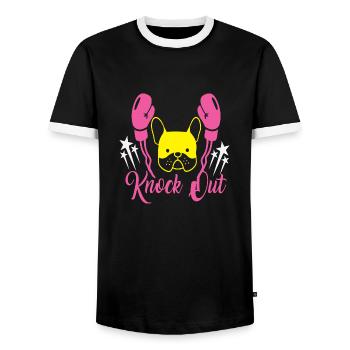 Knock out Boxer - Men's Ringer Shirt - black/white - Front - AI Model Female 172 light (172cm) & AI Model Male 178 light (178cm)