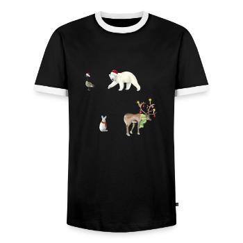 Weihnachten - Männer Kontrast-T-Shirt - Schwarz/Weiß - Vorne - AI Model Female 172 light (172cm) & AI Model Male 178 light (178cm)