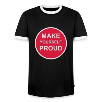 make yourself proud Zitat - Männer Kontrast-T-Shirt - Schwarz/Weiß - Vorne - AI Model Female 172 light (172cm) & AI Model Male 178 light (178cm)