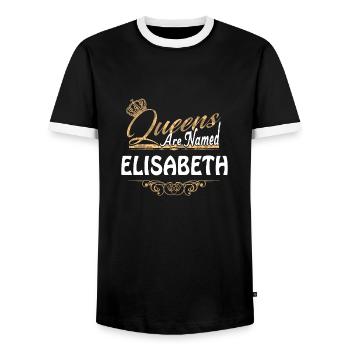 Queens Are Named Elisabeth Lustiges Geschenk - Männer Kontrast-T-Shirt - Schwarz/Weiß - Vorne - AI Model Female 172 light (172cm) & AI Model Male 178 light (178cm)