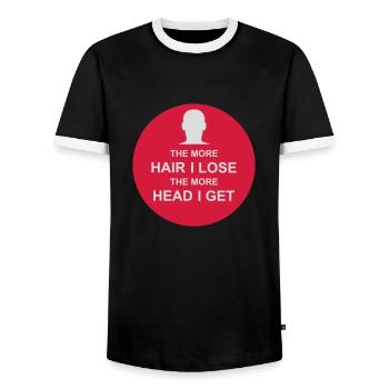 I get more head - Men's Ringer Shirt - black/white - Front - AI Model Female 172 light (172cm) & AI Model Male 178 light (178cm)