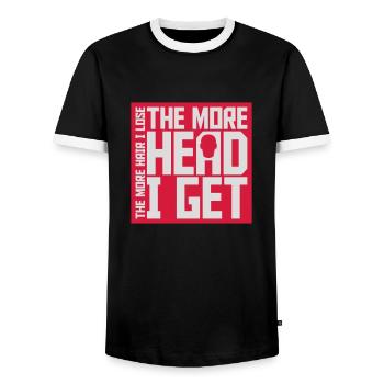 I get more head - Men's Ringer Shirt - black/white - Front - AI Model Female 172 light (172cm) & AI Model Male 178 light (178cm)