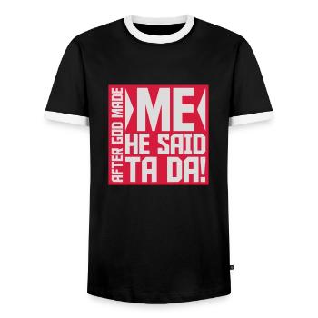 Après que Dieu m’ait fait - T-shirt contrasté Homme - noir/blanc - Devant - AI Model Female 172 light (172cm) & AI Model Male 178 light (178cm)