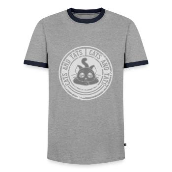 cats and tats Zitat - Männer Kontrast-T-Shirt - Grau/Navy  - Vorne - AI Model Female 172 light (172cm) & AI Model Male 178 light (178cm)