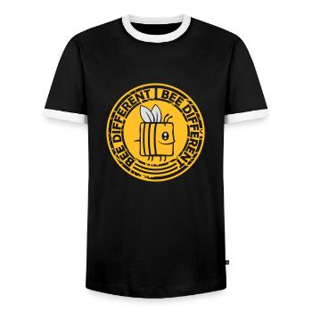 bee different saying quote - Men's Ringer Shirt - black/white - Front - AI Model Female 172 light (172cm) & AI Model Male 178 light (178cm)