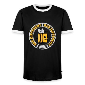 bee different saying quote - Men's Ringer Shirt - black/white - Front - AI Model Female 172 light (172cm) & AI Model Male 178 light (178cm)