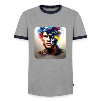 Son roulement profond - T-shirt contrasté Homme - gris/marine  - Devant - AI Model Female 172 light (172cm) & AI Model Male 178 light (178cm)