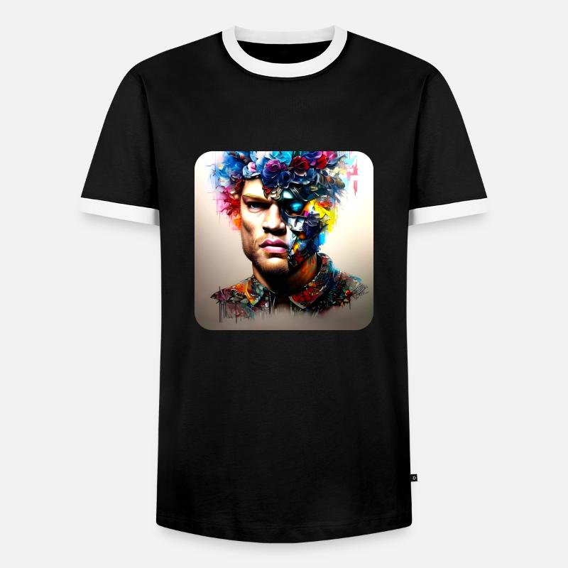 His deep rolling - Men's Ringer Shirt - black/white