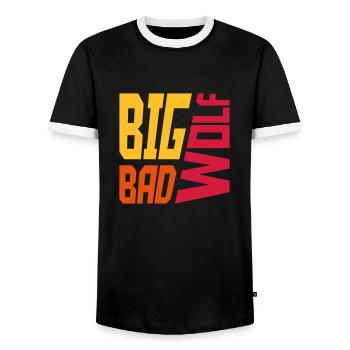 Citation du Grand Méchant Loup - T-shirt contrasté Homme - noir/blanc - Devant - AI Model Female 172 light (172cm) & AI Model Male 178 light (178cm)
