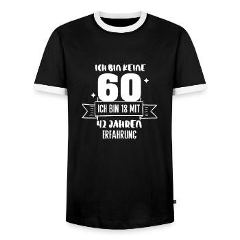 Bin keine 60. Geburtstag Lustiger Spruch - Männer Kontrast-T-Shirt - Schwarz/Weiß - Vorne - AI Model Female 172 light (172cm) & AI Model Male 178 light (178cm)