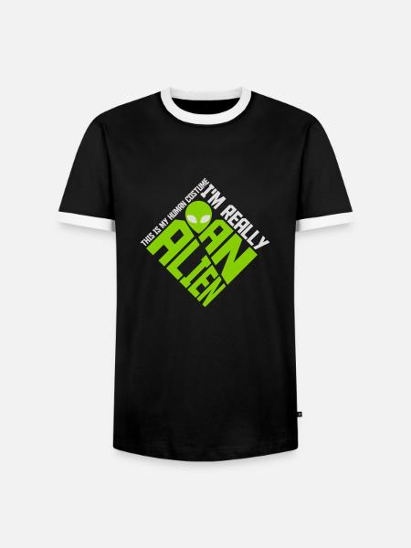human costume alien quote - Men's Ringer Shirt - black/white