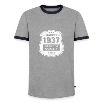 MADE IN 1937 - T-shirt contrasté Homme - gris/marine  - Devant - AI Model Female 172 light (172cm) & AI Model Male 178 light (178cm)