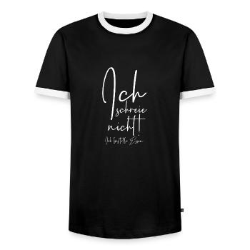 Ich schreie nicht ich bestelle Essen - Männer Kontrast-T-Shirt - Schwarz/Weiß - Vorne - AI Model Female 172 light (172cm) & AI Model Male 178 light (178cm)