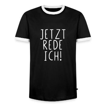 Jetzt rede ich - Männer Kontrast-T-Shirt - Schwarz/Weiß - Vorne - AI Model Female 172 light (172cm) & AI Model Male 178 light (178cm)