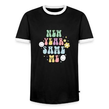 Nouvel An Same Me Réveillon du Nouvel An Bonne année - T-shirt contrasté Homme - noir/blanc - Devant - AI Model Female 172 light (172cm) & AI Model Male 178 light (178cm)