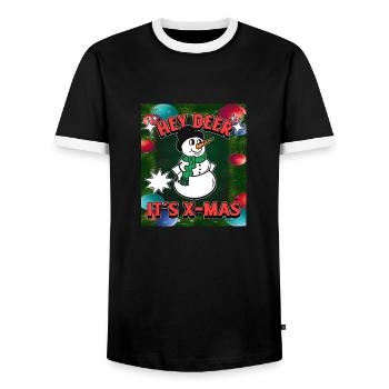 Tenue de Noël - Hey Deer It’s X-Mas - Schneeman - T-shirt contrasté Homme - noir/blanc - Devant - AI Model Female 172 light (172cm) & AI Model Male 178 light (178cm)