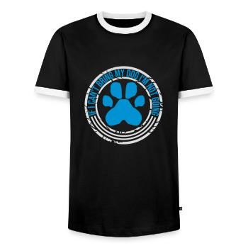 bring my dog quote - Men's Ringer Shirt - black/white - Front - AI Model Female 172 light (172cm) & AI Model Male 178 light (178cm)