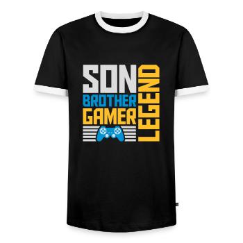 son brother gamer legend - Männer Kontrast-T-Shirt - Schwarz/Weiß - Vorne - AI Model Female 172 light (172cm) & AI Model Male 178 light (178cm)