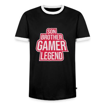 son brother gamer legend - Männer Kontrast-T-Shirt - Schwarz/Weiß - Vorne - AI Model Female 172 light (172cm) & AI Model Male 178 light (178cm)
