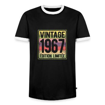 VINTAGE 1967 EDITION LIMITEE - T-shirt contrasté Homme - noir/blanc - Devant - AI Model Female 172 light (172cm) & AI Model Male 178 light (178cm)