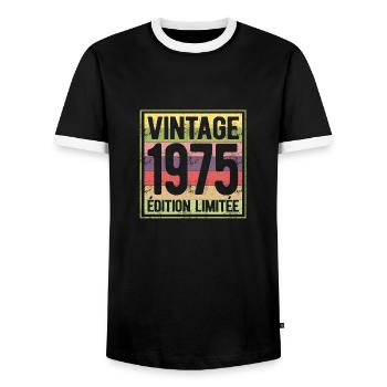 VINTAGE 1975 EDITION LIMITEE - T-shirt contrasté Homme - noir/blanc - Devant - AI Model Female 172 light (172cm) & AI Model Male 178 light (178cm)