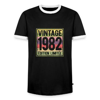 VINTAGE 1982 EDITION LIMITEE - T-shirt contrasté Homme - noir/blanc - Devant - AI Model Female 172 light (172cm) & AI Model Male 178 light (178cm)