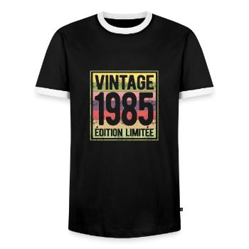 VINTAGE 1985 EDITION LIMITEE - T-shirt contrasté Homme - noir/blanc - Devant - AI Model Female 172 light (172cm) & AI Model Male 178 light (178cm)