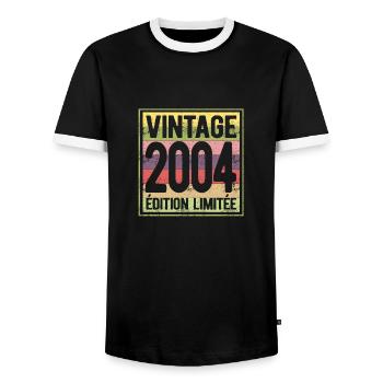VINTAGE 2004 EDITION LIMITEE - T-shirt contrasté Homme - noir/blanc - Devant - AI Model Female 172 light (172cm) & AI Model Male 178 light (178cm)