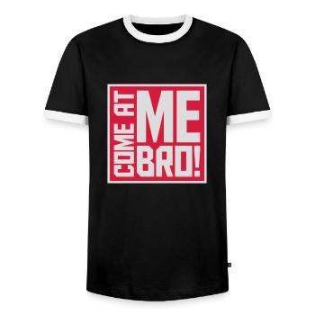 Viens à moi bro - T-shirt contrasté Homme - noir/blanc - Devant - AI Model Female 172 light (172cm) & AI Model Male 178 light (178cm)