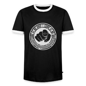 Viens à moi bro - T-shirt contrasté Homme - noir/blanc - Devant - AI Model Female 172 light (172cm) & AI Model Male 178 light (178cm)