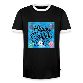 Happy holidays. Christmas. - Men's Ringer Shirt - black/white - Front - AI Model Female 172 light (172cm) & AI Model Male 178 light (178cm)