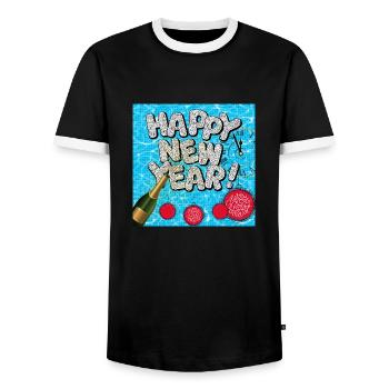 Frohes neues Jahr! - Männer Kontrast-T-Shirt - Schwarz/Weiß - Vorne - AI Model Female 172 light (172cm) & AI Model Male 178 light (178cm)